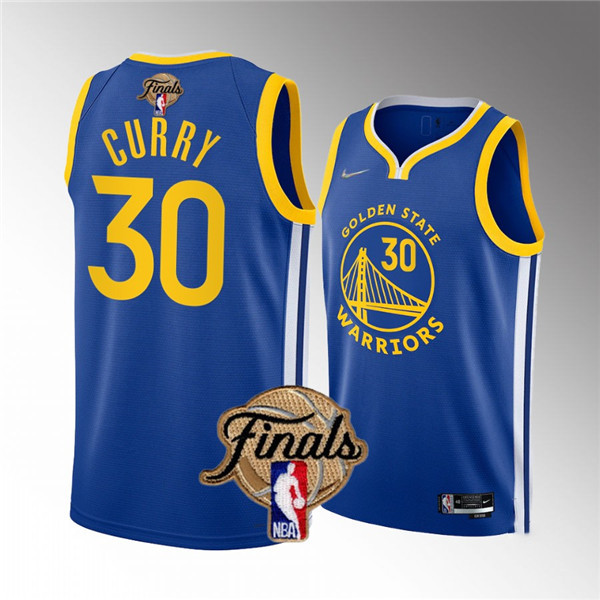 Youth Golden State Warriors #30 Stephen Curry Royal 2022 Finals Stitched Basketball Jersey